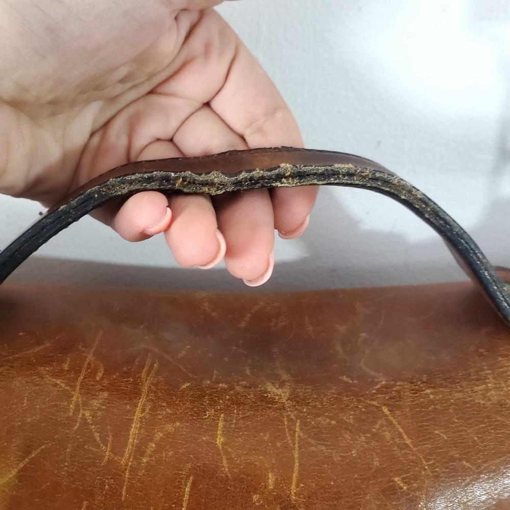 Handmade Vintage Genuine Brown Goat Leather Crossbody Men's Messenger Bag - Picture 3 of 13